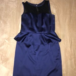 blue peplum mesh top dress